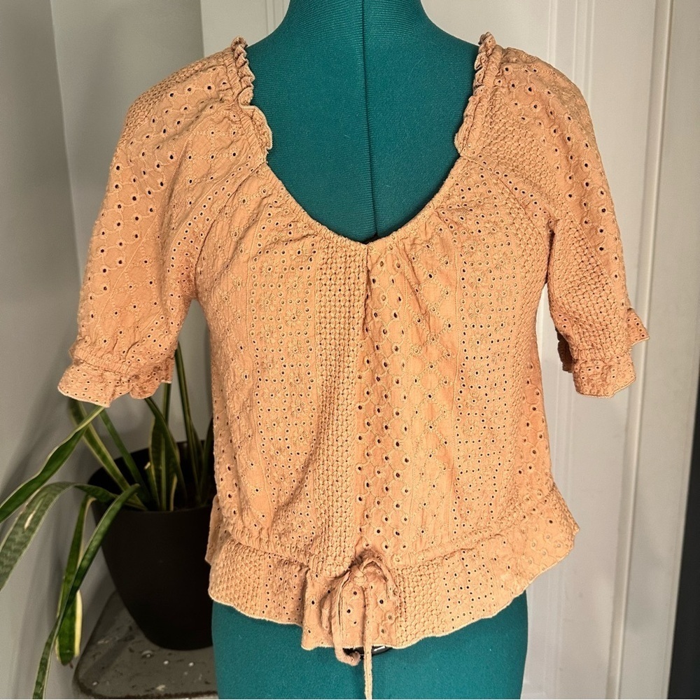 URBAN Romantics Tie Front Blouse large dark peach